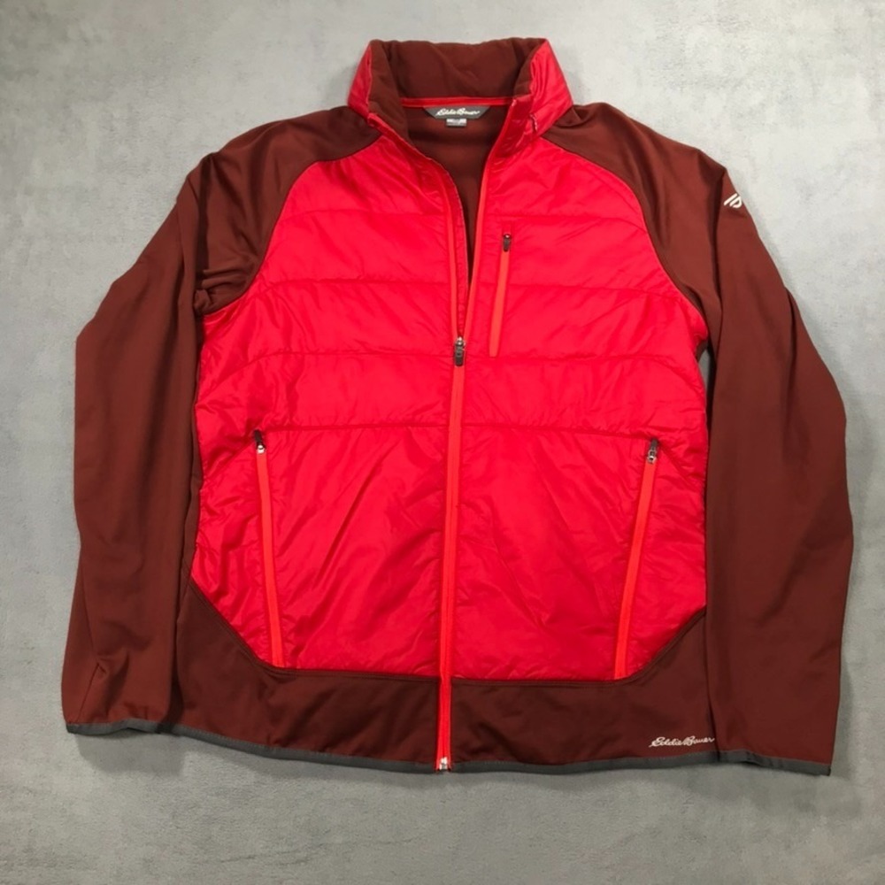 Eddie Bauer Puffer Jacket Men's Medium Rad Full Zip Stretch Performance Hiking